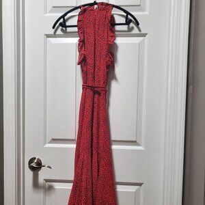 Who What Wear Red Leopard Midi Dress | XS